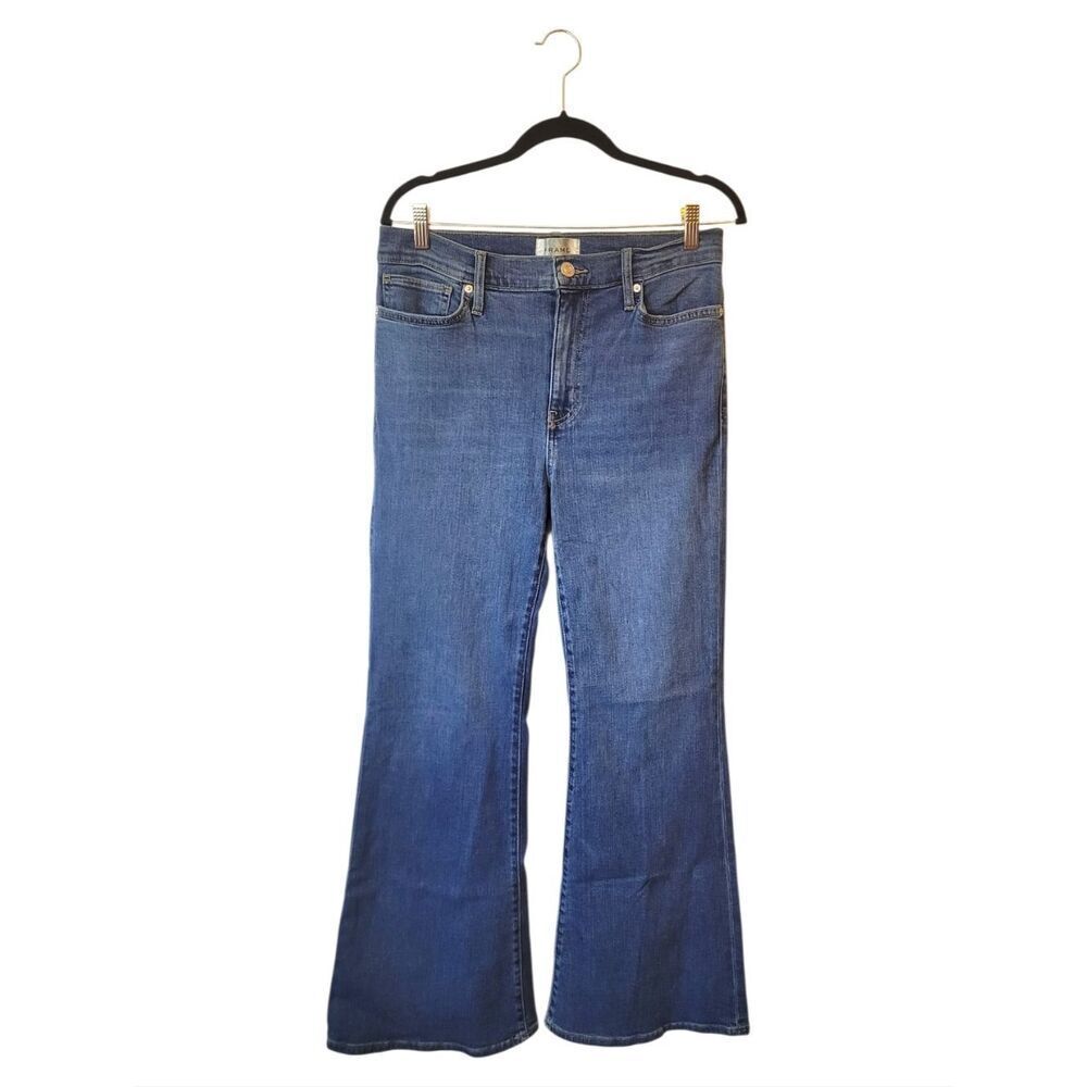 Frame Denim Le Palazzo Classic Women’s Blue Flared Jeans In Easy Size 30